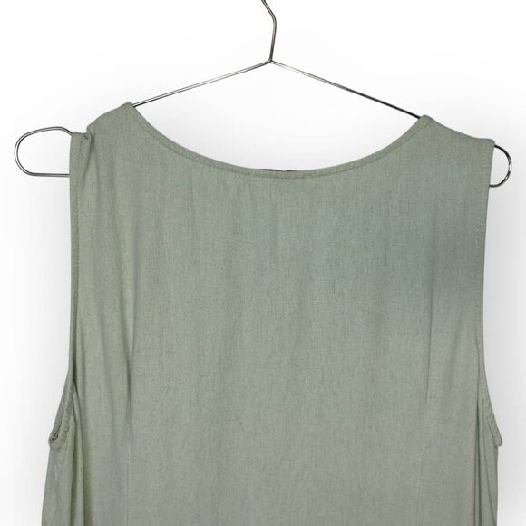 Cynthia Rowley Midi Sz L Tropical Sea Green High Low Linen Sleeveless Classicore - Picture 4 of 9